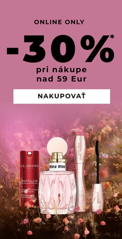 Online exkluzívna akcia na parfémy a kozmetiku, zľava 30 % pri nákupe nad 59 €