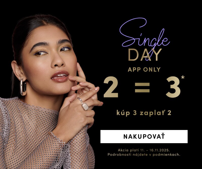 Single Day akcia v aplikácii: kúpte 3 produkty, zaplaťte za 2, platí od 11. do 16.11.2025.
