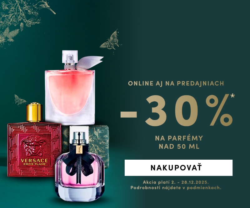 Zľava 30 % na parfémy nad 50 ml – Versace Eros Flame a ďalšie luxusné vône, akcia online aj v predajniach.