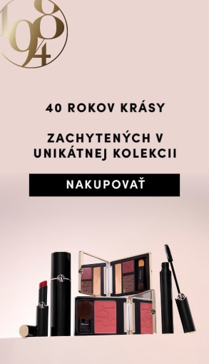 Luxusná kozmetická kolekcia – líčenie Armani, paletky, rúž a maskara z exkluzívnej edície 40 rokov krásy.