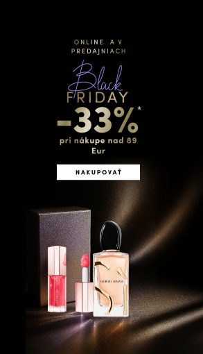 Black Friday zľava -33 % pri nákupe nad 89 €: parfum Giorgio Armani a luxusný lesk na pery.