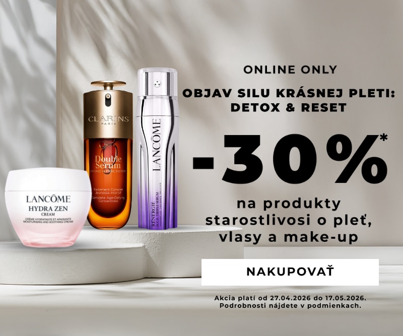 Produkty péče o pleť Clarins a Lancôme, sleva −30 % online