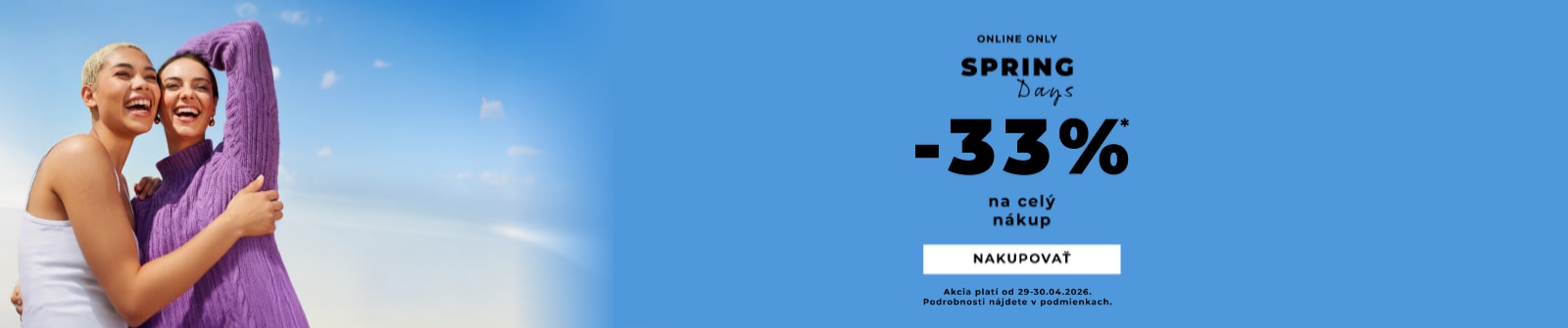 Jarný promo banner s online zľavou 33 % na celý nákup