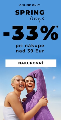 Online akcia Spring Days s 33 % zľavou pri nákupe nad 39 €, exkluzívne online.