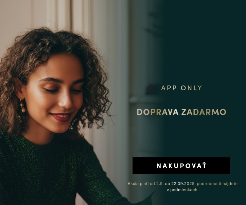 App-only nabídka: doprava zdarma na objednávky přes aplikaci, tlačítko Nakupovat, akce platí od 21.09. do 22.09.2025.
