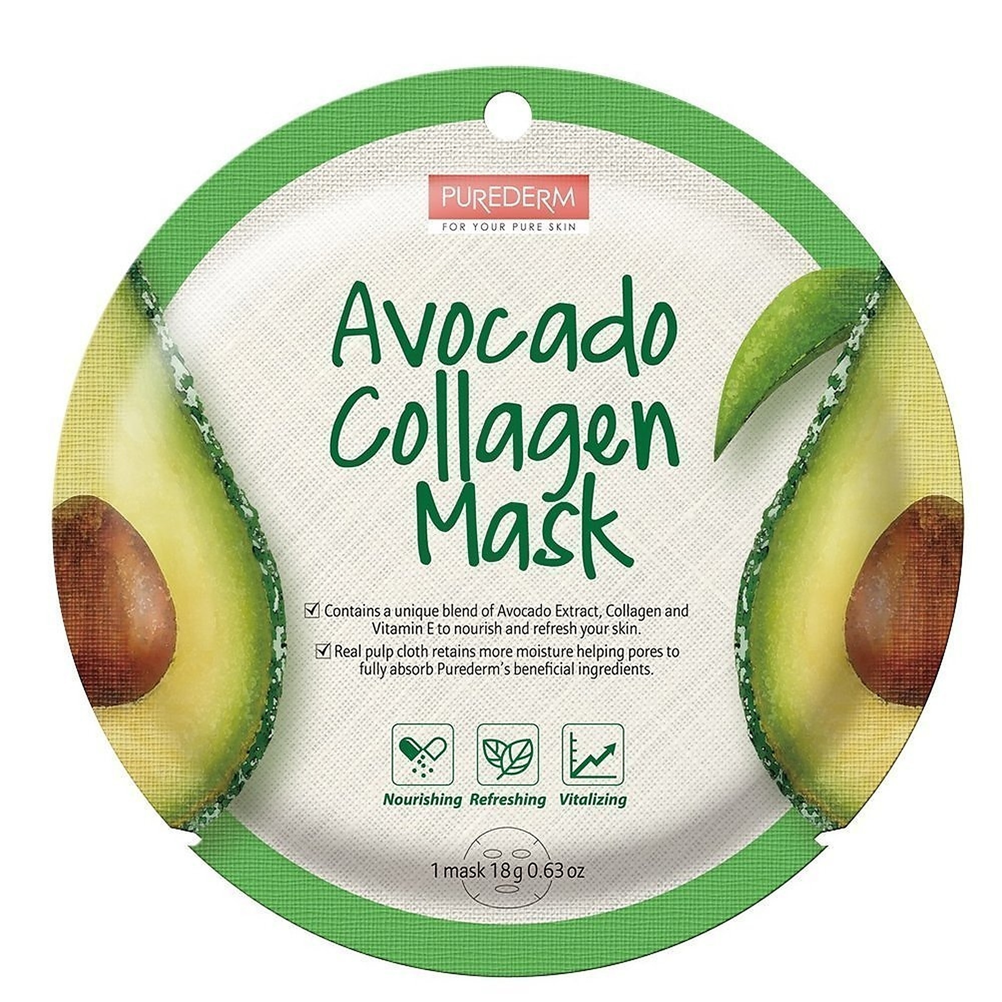 1 KS PUREDERM AVOCADO COLLAGEN MASK Kolagénová pleťová maska 1 of 1 Kolagénová pleťová maska