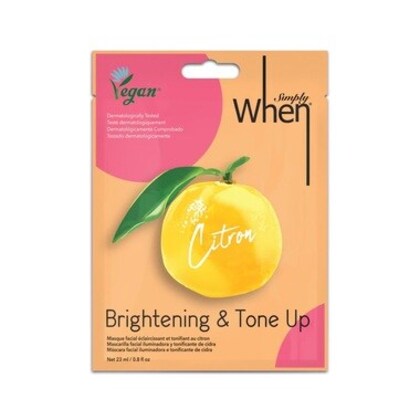  WHEN SIMPLY VEGAN CITRON BRIGHTENING & TONE UP SHEET MASK Rozjasňujúca maska s vitamínom C  1 of 1 