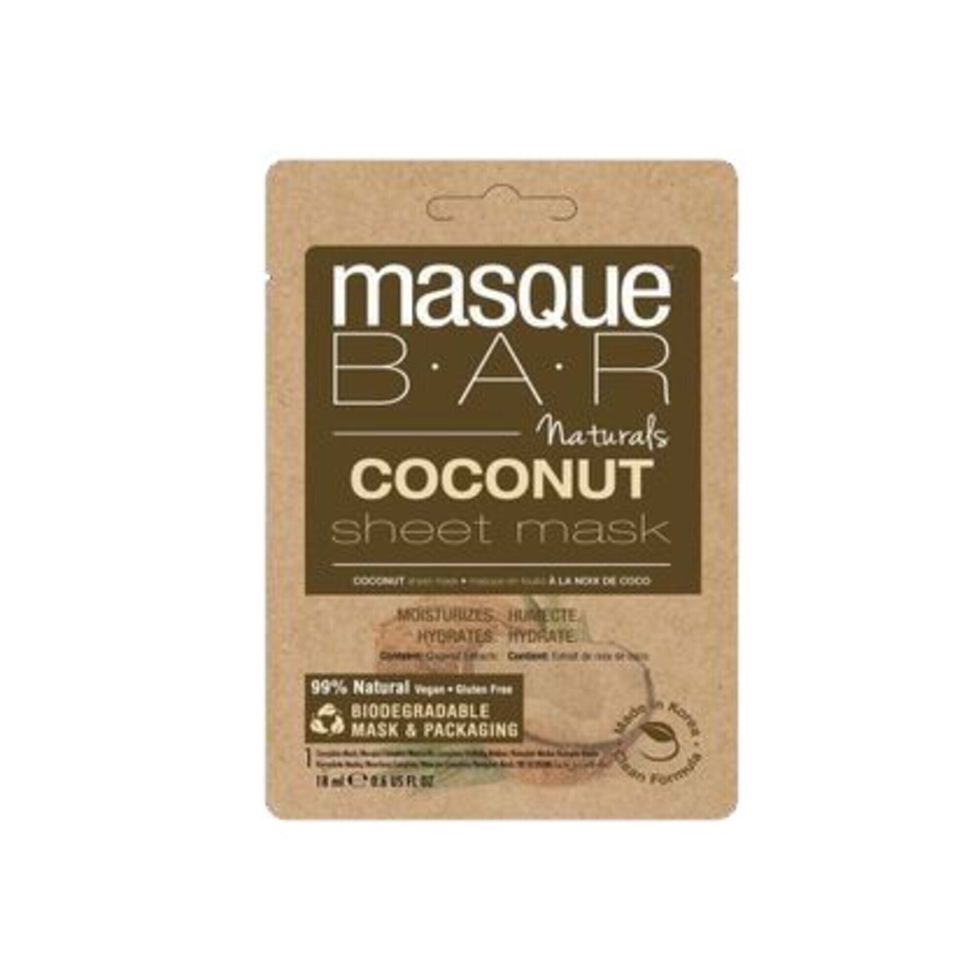 18 ML MASQUEBAR NATURALS COCONUT SHEET MASK Hydratačná maska na tvár 1 of 1