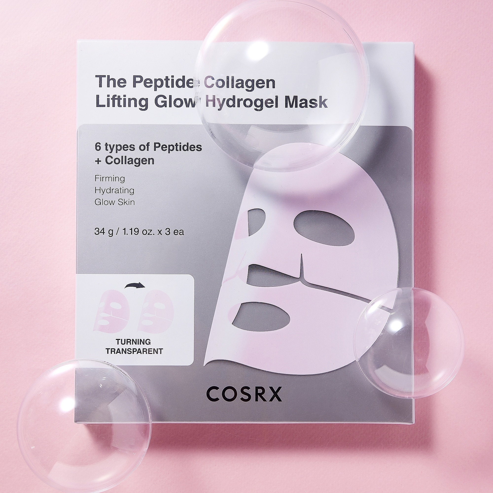 34 G COSRX THE PEPTIDE COLLAEN LIFTIN GLOW HYDROEL MASK 3EA Hydrogelová pleťová maska  2 of 2 Hydrogelová pleťová maska