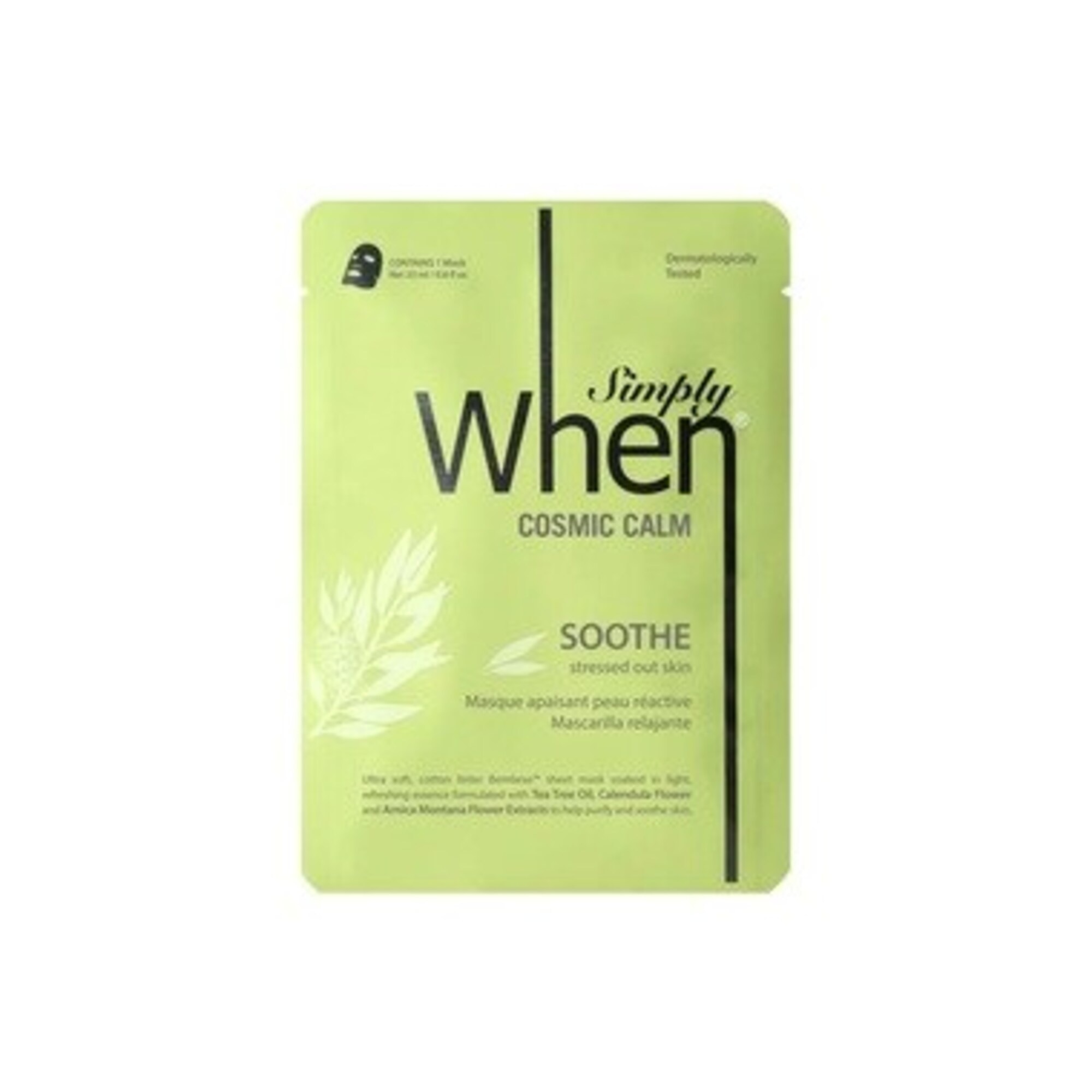 WHEN SIMPLY COSMIC CALM SOOTHE ULTRA-SOFT COTTON LINTER BEMLIESE SHEET MASK Upokojujúca maska 1 of 1
