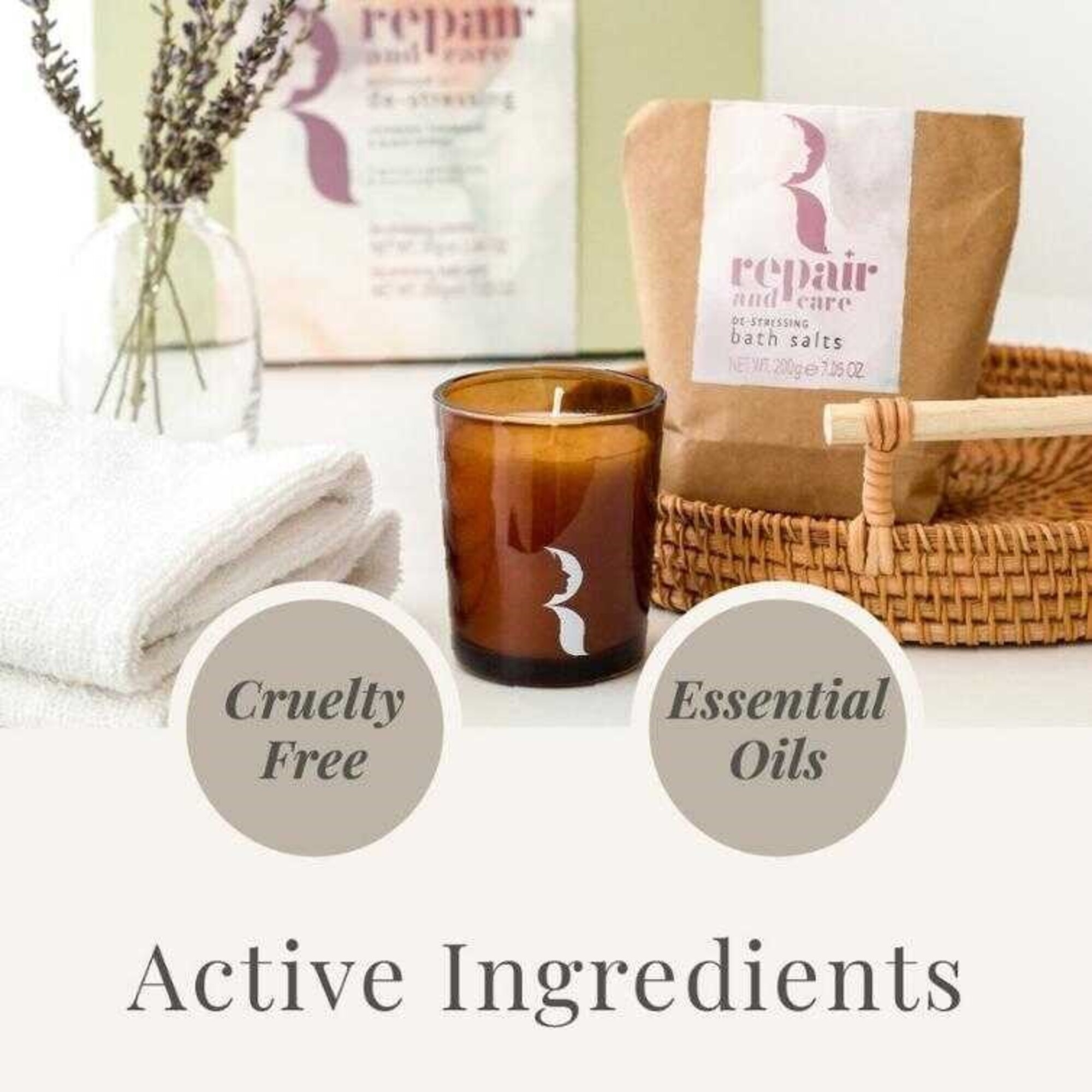 DE- STRESSING BATHROOM SET CANDLE & BATH SALTS Darčeková sada