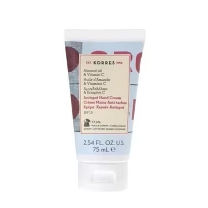 75 ML KORRES ANTISPOT HAND CREAM WITH ORGANIC ALMOND OIL & VITAMIN C SPF15 Krém na ruky 1 of 1