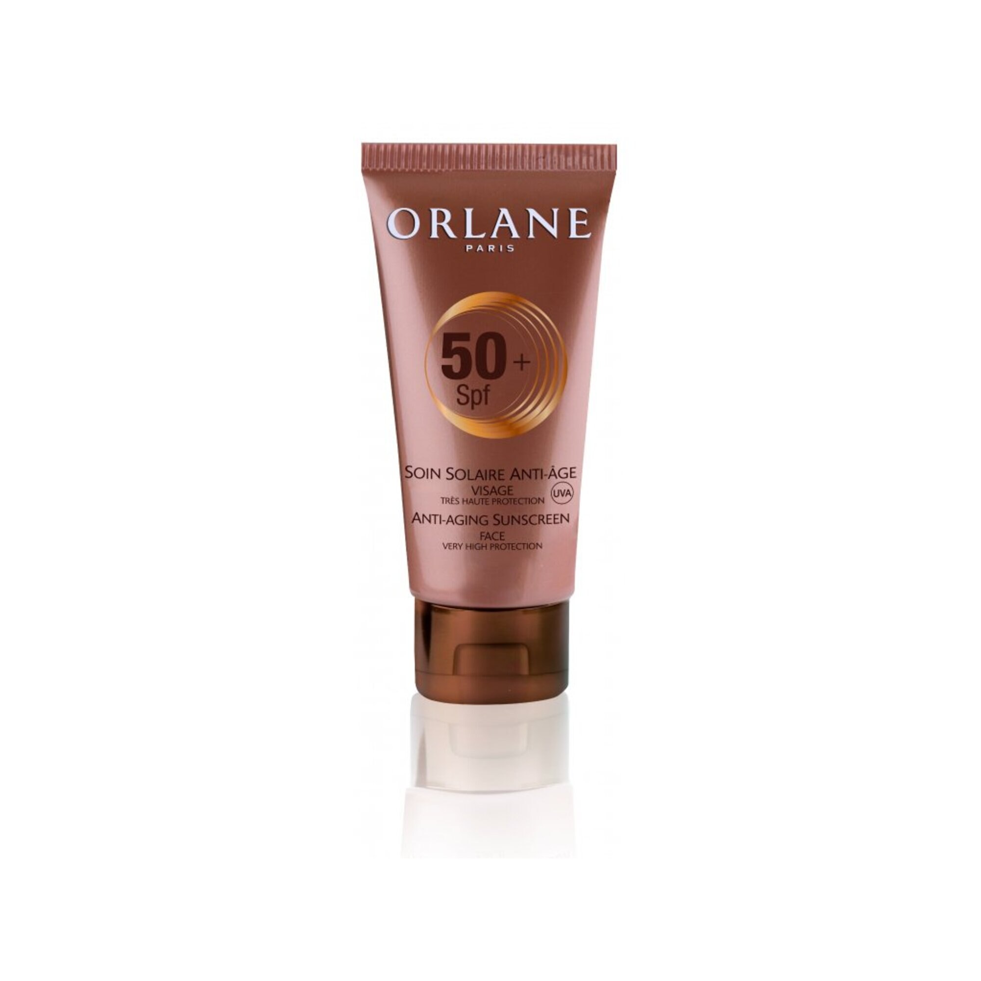 50 ML ORLANE ANTI - AGING SUNSCREEN FACE SPF 50 Solárna starostlivosť na tvár s veľmi vysokou ochranou SPF 50 as účinnými zložkami proti starnutiu. 1 of 1
