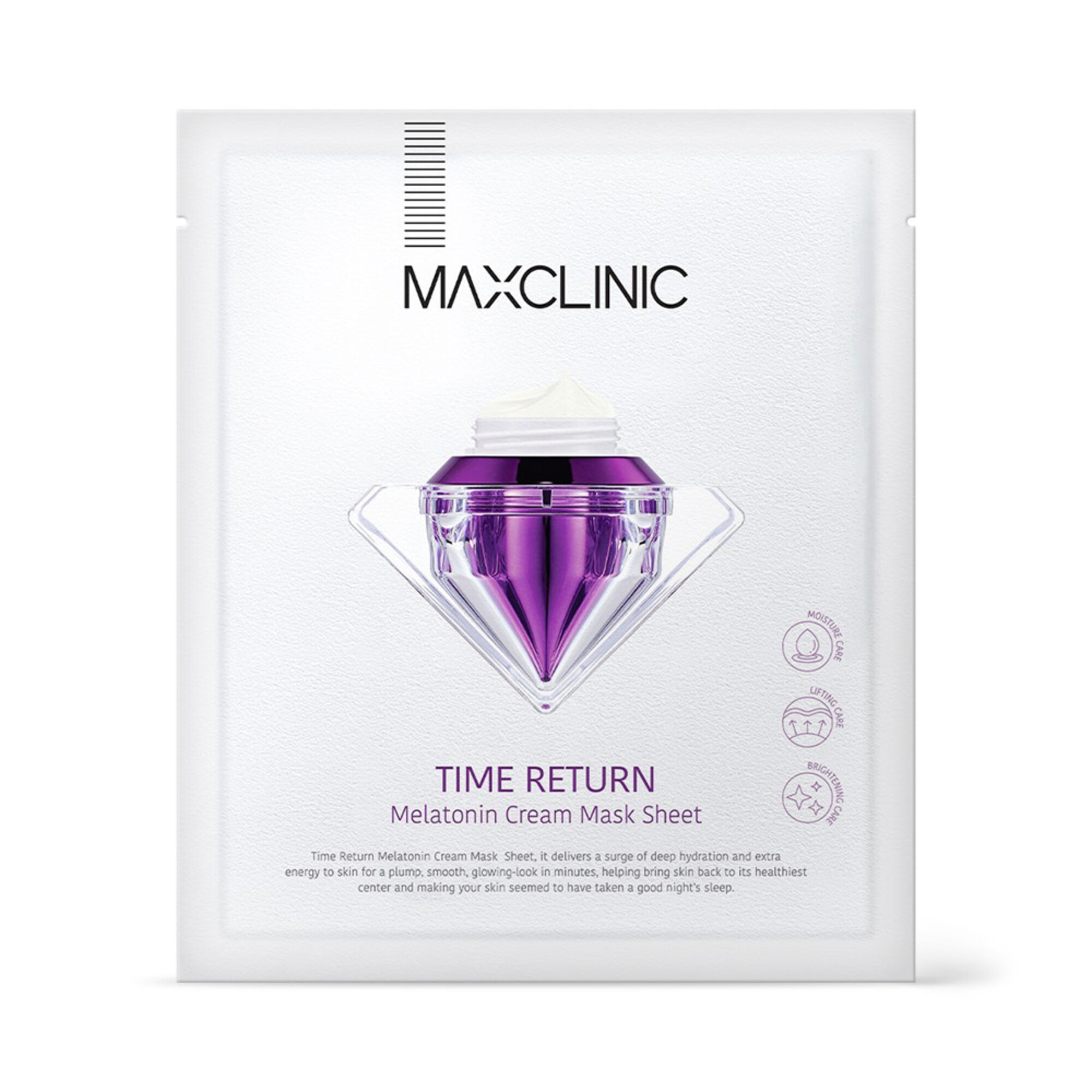 28 GR MAX CLINIC TIME RETURN MELATONIN CREAM MASK SHEET Pleťová maska s melatonínom 1 of 1