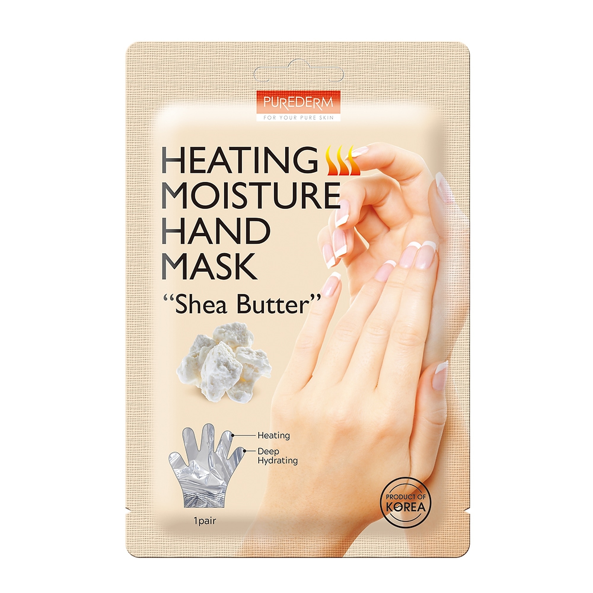 1 KS PUREDERM HEATING MOISTURE HAND MASK SHEA BUTTER Maska na ruky 1 of 1 Maska na ruky