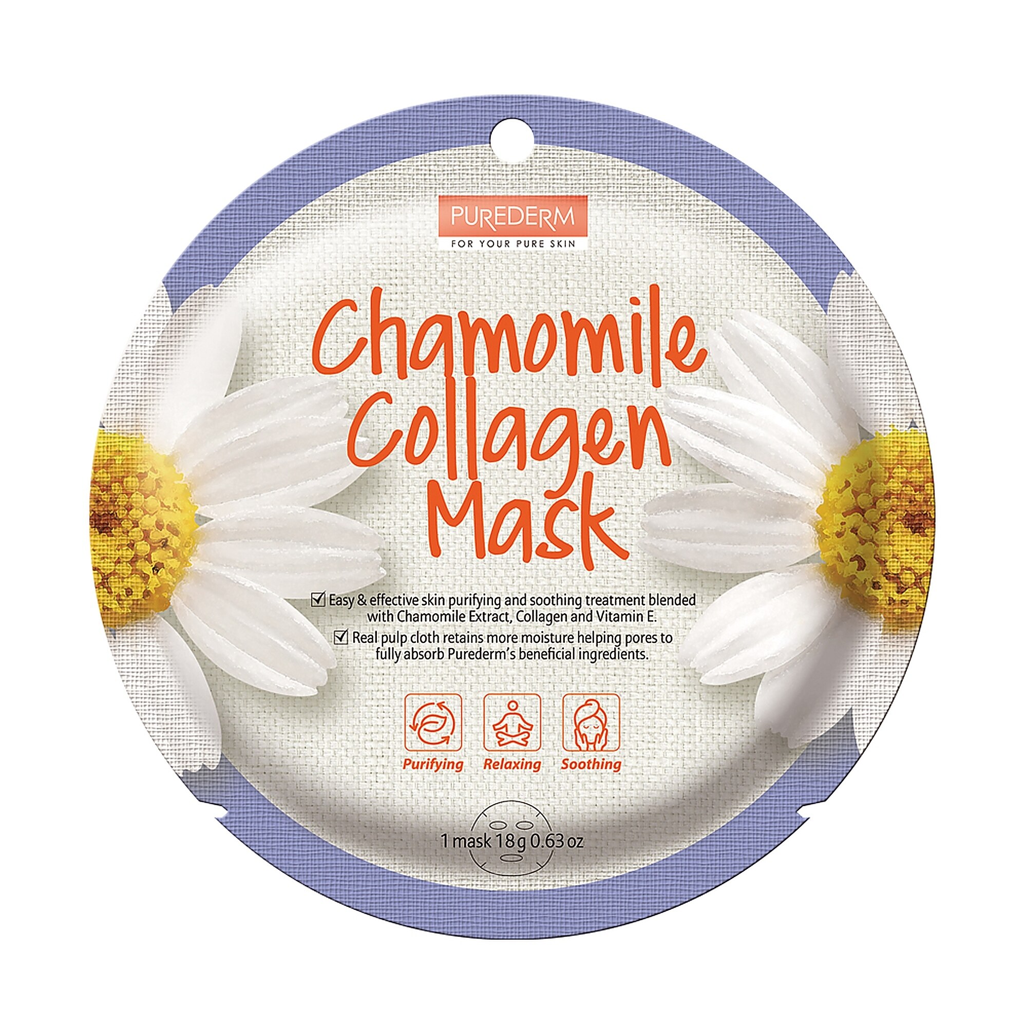 1 KS PUREDERM CHAMOMILE COLLAGEN MASK Kolagénová pleťová maska 1 of 1 Kolagénová pleťová maska