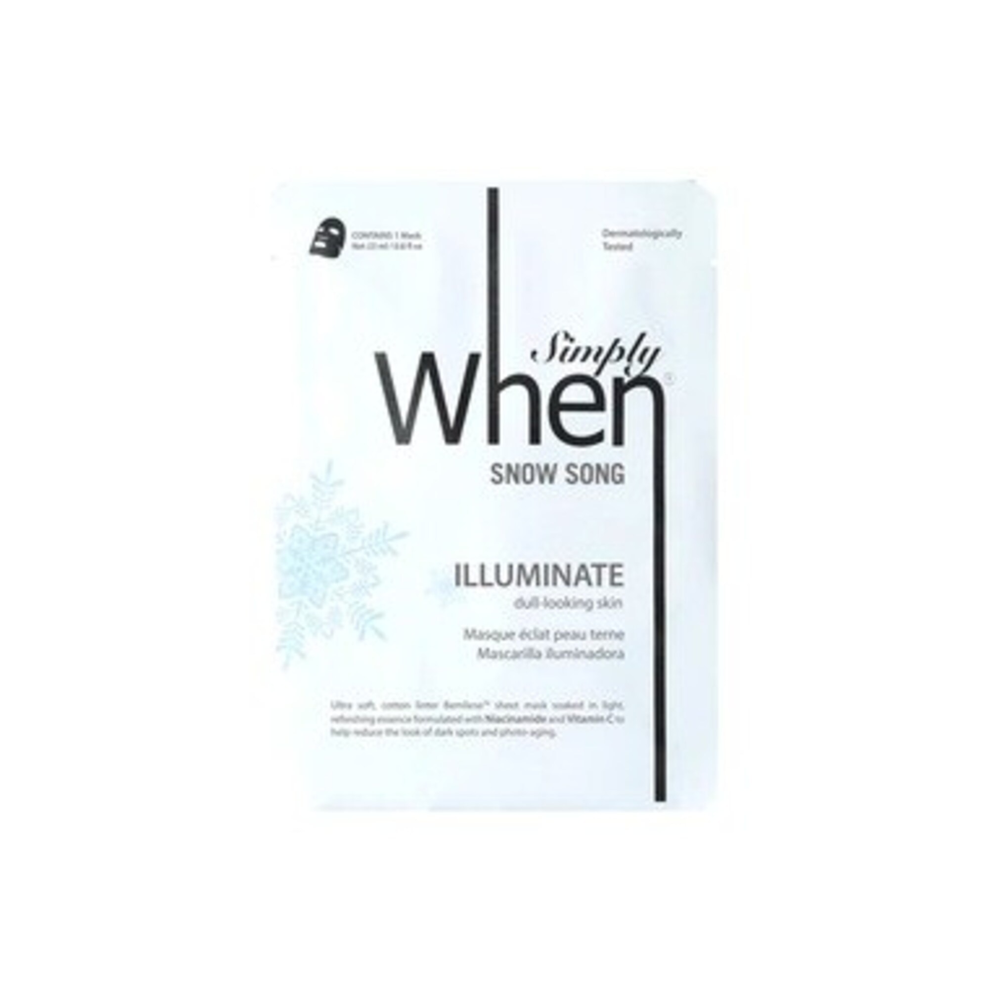 WHEN SIMPLY SNOW SONG ILLUMINATE ULTRA-SOFT COTTON LINTER BEMLIESE SHEET MASK Rozjasňujúca maska 1 of 1