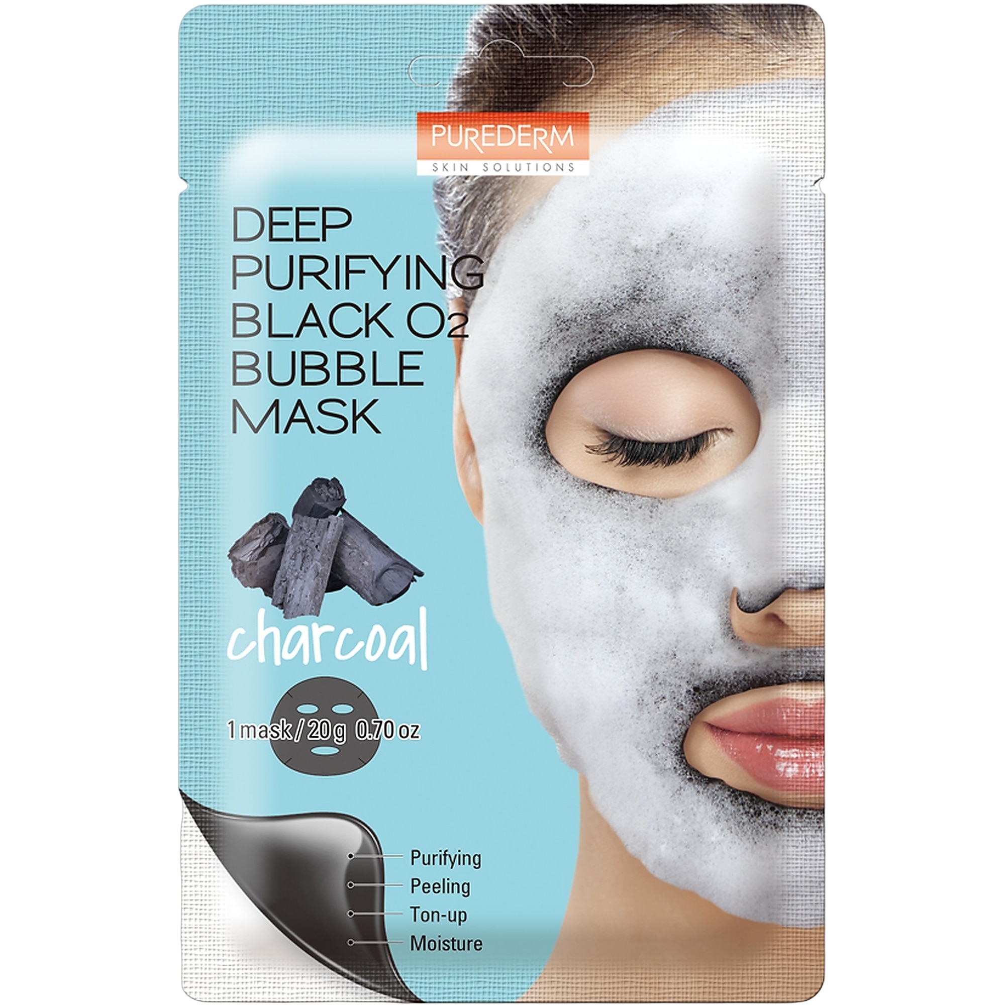 20 G PUREDERM DEEP PURIFYING BLACK O2 BUBBLE MASK CHARCOAL Pleťová maska 1 of 1 Pleťová maska