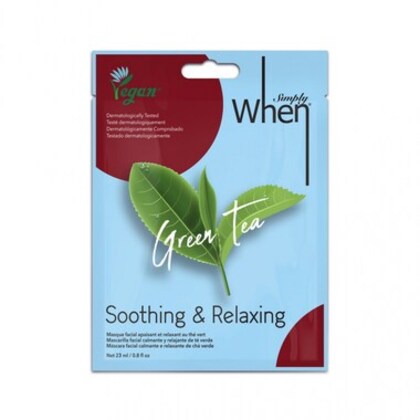 WHEN SIMPLY VEGAN GREEN TEA SOOTHING & RELAXING SHEET MASK Upokojujúca a relaxačná pleťová maska 1 of 1